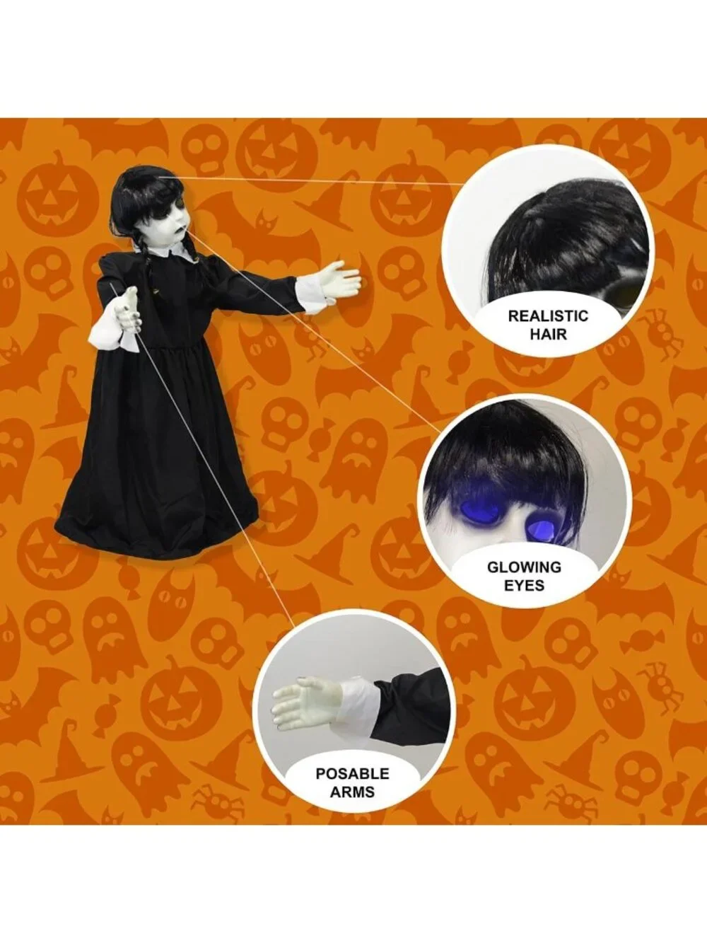 Spooky Ghost Animatronic with LED Eyes & Sounds - Haunted House Halloween Decor